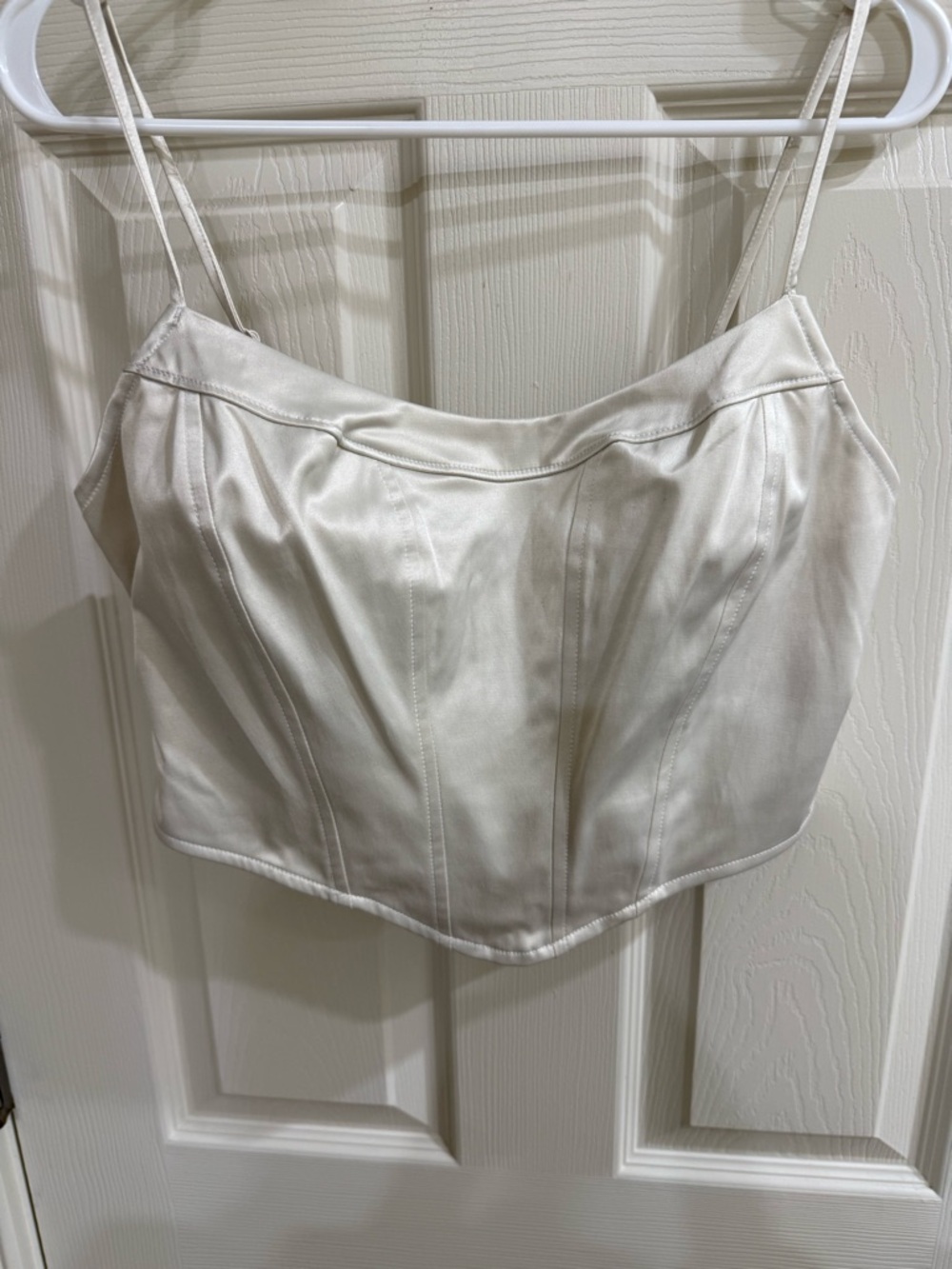 American Eagle Outfitters Satin Ivory White Corset Crop Top